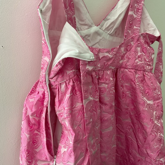Lulus Rudra Pink Floral Jacquard A-Line Backless Pockets Midi Dress NWT XL - Picture 11 of 16